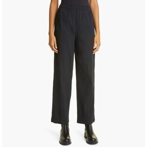 Mara Hoffman Black Pippy High Waist Textured Crinkle Pull-On Trouser Pants